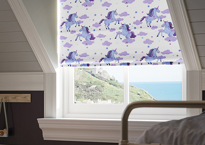 Unicorn Magic, Purple - Motorised Roman Blind - Image 5